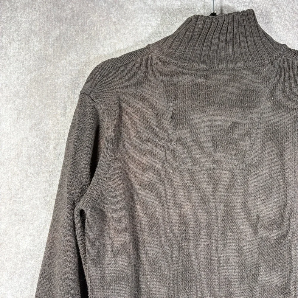 American Eagle Sweater Mens Medium Brown Knit Quarter Zip Pullover Preppy Y2K